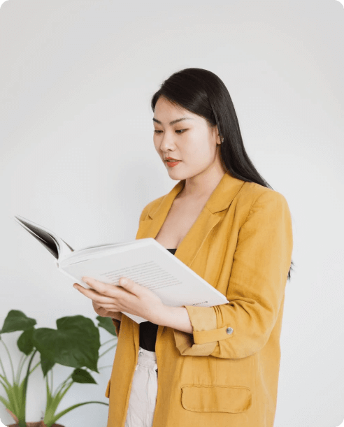 Student reviewing course material
